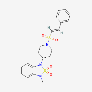 molecular formula C20H23N3O4S2 B2750732 (E)-1-甲基-3-(1-(苯乙烯磺酰基)哌啶-4-基)-1,3-二氢苯并[c][1,2,5]噻二唑-2,2-二氧化物 CAS No. 2034996-79-5