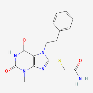 2-{[3-methyl-2,6-dioxo-7-(2-phenylethyl)-2,3,6,7-tetrahydro-1H-purin-8-yl]sulfanyl}acetamide