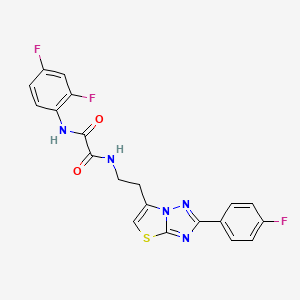 molecular formula C20H14F3N5O2S B2750737 N1-(2,4-二氟苯基)-N2-(2-(2-(4-氟苯基)噻唑并[3,2-b][1,2,4]噻唑-6-基)乙基)草酰胺 CAS No. 897757-93-6