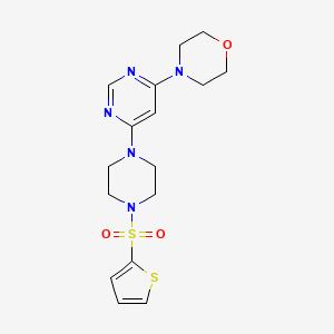 molecular formula C16H21N5O3S2 B2750747 4-(6-(4-(Thiophen-2-ylsulfonyl)piperazin-1-yl)pyrimidin-4-yl)morpholine CAS No. 1203226-92-9
