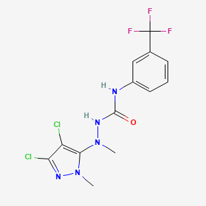 2-(3,4-dichloro-1-methyl-1H-pyrazol-5-yl)-2-methyl-N-[3-(trifluoromethyl)phenyl]-1-hydrazinecarboxamide