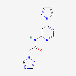 N-(6-(1H-pyrazol-1-yl)pyrimidin-4-yl)-2-(1H-1,2,4-triazol-1-yl)acetamide