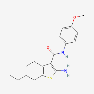 molecular formula C18H22N2O2S B2750759 2-amino-6-ethyl-N-(4-methoxyphenyl)-4,5,6,7-tetrahydro-1-benzothiophene-3-carboxamide CAS No. 777879-12-6