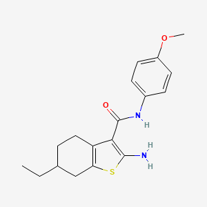 molecular formula C18H22N2O2S B2750759 2-氨基-6-乙基-N-(4-甲氧基苯基)-4,5,6,7-四氢-1-苯并噻吩-3-甲酰胺 CAS No. 777879-12-6