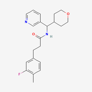 molecular formula C21H25FN2O2 B2750761 3-(3-fluoro-4-methylphenyl)-N-(pyridin-3-yl(tetrahydro-2H-pyran-4-yl)methyl)propanamide CAS No. 2034259-19-1