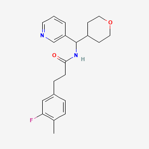 molecular formula C21H25FN2O2 B2750761 3-(3-氟-4-甲基苯基)-N-(吡啶-3-基(四氢-2H-吡喃-4-基)甲基)丙酰胺 CAS No. 2034259-19-1