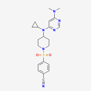 4-[4-[Cyclopropyl-[6-(dimethylamino)pyrimidin-4-yl]amino]piperidin-1-yl]sulfonylbenzonitrile