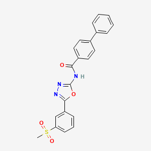 molecular formula C22H17N3O4S B2750771 N-(5-(3-(甲磺基)苯基)-1,3,4-噁二唑-2-基)-[1,1'-联苯]-4-甲酰胺 CAS No. 898433-55-1