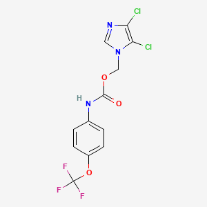 molecular formula C12H8Cl2F3N3O3 B2750775 (4,5-Dichloro-1H-imidazol-1-yl)methyl N-[4-(trifluoromethoxy)phenyl]carbamate CAS No. 650592-39-5