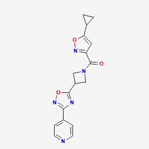 molecular formula C17H15N5O3 B2750779 (5-Cyclopropylisoxazol-3-yl)(3-(3-(pyridin-4-yl)-1,2,4-oxadiazol-5-yl)azetidin-1-yl)methanone CAS No. 1251559-42-8