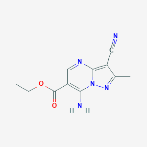 molecular formula C11H11N5O2 B275078 Ethyl 7-amino-3-cyano-2-methylpyrazolo[1,5-a]pyrimidine-6-carboxylate 