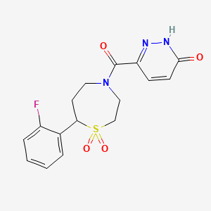 molecular formula C16H16FN3O4S B2750784 6-(7-(2-fluorophenyl)-1,1-dioxido-1,4-thiazepane-4-carbonyl)pyridazin-3(2H)-one CAS No. 2320522-93-6