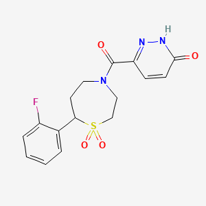 molecular formula C16H16FN3O4S B2750784 6-(7-(2-氟苯基)-1,1-二氧代-1,4-噻吩-4-基)吡啶并[2H]-酮-3(2H)-酮 CAS No. 2320522-93-6