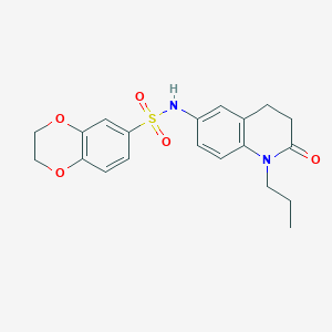 molecular formula C20H22N2O5S B2750787 N-(2-oxo-1-propyl-1,2,3,4-tetrahydroquinolin-6-yl)-2,3-dihydrobenzo[b][1,4]dioxine-6-sulfonamide CAS No. 941906-28-1