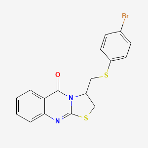 molecular formula C17H13BrN2OS2 B2750796 3-{[(4-bromophenyl)sulfanyl]methyl}-2,3-dihydro-5H-[1,3]thiazolo[2,3-b]quinazolin-5-one CAS No. 477860-18-7