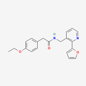 molecular formula C20H20N2O3 B2750800 2-(4-ethoxyphenyl)-N-((2-(furan-2-yl)pyridin-3-yl)methyl)acetamide CAS No. 2034248-46-7