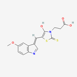 molecular formula C16H14N2O4S2 B2750813 3-[(5Z)-5-[(5-甲氧基-1H-吲哚-3-基)甲亚甲基]-4-氧代-2-硫代-1,3-噻唑烷-3-基]丙酸 CAS No. 902323-39-1