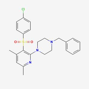 molecular formula C24H26ClN3O2S B2750816 1-Benzyl-4-{3-[(4-chlorophenyl)sulfonyl]-4,6-dimethyl-2-pyridinyl}piperazine CAS No. 478245-23-7