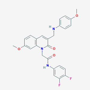molecular formula C26H23F2N3O4 B2750824 N-(3,4-difluorophenyl)-2-(7-methoxy-3-(((4-methoxyphenyl)amino)methyl)-2-oxoquinolin-1(2H)-yl)acetamide CAS No. 932523-67-6