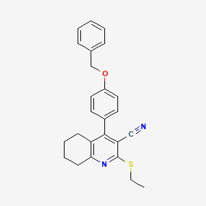 molecular formula C25H24N2OS B2750832 2-Ethylsulfanyl-4-(4-phenylmethoxyphenyl)-5,6,7,8-tetrahydroquinoline-3-carbonitrile CAS No. 391228-41-4