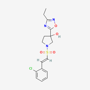 1-[(E)-2-(2-Chlorophenyl)ethenyl]sulfonyl-3-(3-ethyl-1,2,4-oxadiazol-5-yl)pyrrolidin-3-ol