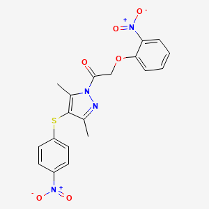 1-{3,5-dimethyl-4-[(4-nitrophenyl)sulfanyl]-1H-pyrazol-1-yl}-2-(2-nitrophenoxy)ethan-1-one