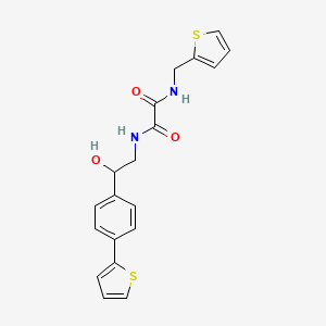 molecular formula C19H18N2O3S2 B2750870 N'-[2-Hydroxy-2-(4-thiophen-2-ylphenyl)ethyl]-N-(thiophen-2-ylmethyl)oxamide CAS No. 2380179-66-6