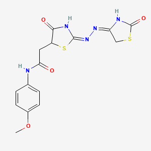 molecular formula C15H15N5O4S2 B2750879 N-(4-methoxyphenyl)-2-((E)-4-oxo-2-((E)-(2-oxothiazolidin-4-ylidene)hydrazono)thiazolidin-5-yl)acetamide CAS No. 868152-80-1