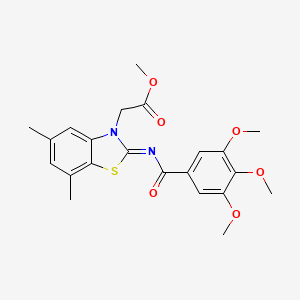 molecular formula C22H24N2O6S B2750881 (Z)-methyl 2-(5,7-dimethyl-2-((3,4,5-trimethoxybenzoyl)imino)benzo[d]thiazol-3(2H)-yl)acetate CAS No. 1321986-23-5