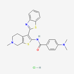 molecular formula C24H25ClN4OS2 B2750883 N-(3-(benzo[d]thiazol-2-yl)-6-methyl-4,5,6,7-tetrahydrothieno[2,3-c]pyridin-2-yl)-4-(dimethylamino)benzamide hydrochloride CAS No. 1331101-01-9