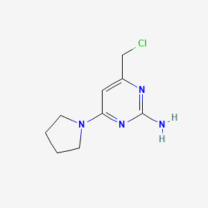 molecular formula C9H13ClN4 B2750884 4-(Chloromethyl)-6-pyrrolidin-1-ylpyrimidin-2-amine CAS No. 2413901-27-4