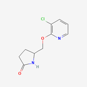 molecular formula C10H11ClN2O2 B2750906 5-{[(3-Chloropyridin-2-yl)oxy]methyl}pyrrolidin-2-one CAS No. 2195941-70-7