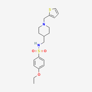 molecular formula C19H26N2O3S2 B2750910 4-ethoxy-N-((1-(thiophen-2-ylmethyl)piperidin-4-yl)methyl)benzenesulfonamide CAS No. 953231-58-8
