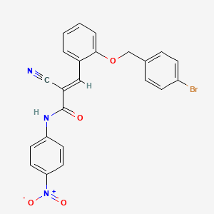 molecular formula C23H16BrN3O4 B2750922 (E)-3-[2-[(4-bromophenyl)methoxy]phenyl]-2-cyano-N-(4-nitrophenyl)prop-2-enamide CAS No. 522604-00-8