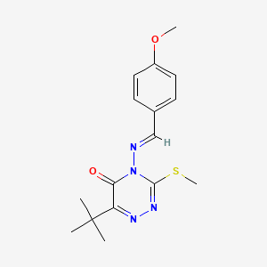 molecular formula C16H20N4O2S B2750928 (E)-6-(叔丁基)-4-((4-甲氧基苯甲亚)氨基)-3-(甲硫基)-1,2,4-三嗪-5(4H)-酮 CAS No. 325767-18-8