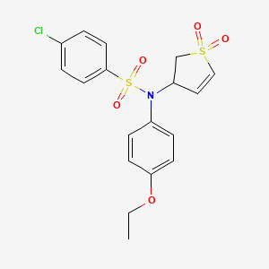 molecular formula C18H18ClNO5S2 B2750929 4-chloro-N-(1,1-dioxo-2,3-dihydrothiophen-3-yl)-N-(4-ethoxyphenyl)benzenesulfonamide CAS No. 831206-08-7
