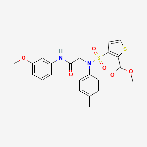 molecular formula C22H22N2O6S2 B2750932 甲基-3-(N-(2-((3-甲氧基苯基)氨基)-2-氧基乙基)-N-(对甲苯基)磺酰胺基)噻吩-2-甲酸酯 CAS No. 895265-89-1