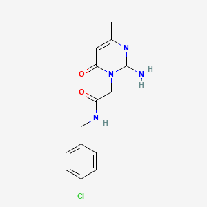 B2750937 2-[2-amino-4-methyl-6-oxo-1(6H)-pyrimidinyl]-N~1~-(4-chlorobenzyl)acetamide CAS No. 1251595-05-7