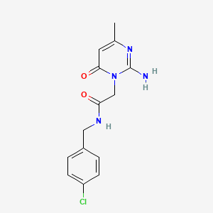 molecular formula C14H15ClN4O2 B2750937 2-[2-amino-4-methyl-6-oxo-1(6H)-pyrimidinyl]-N~1~-(4-chlorobenzyl)acetamide CAS No. 1251595-05-7