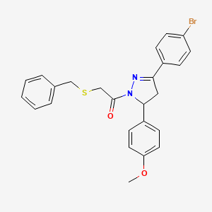 molecular formula C25H23BrN2O2S B2750941 2-Benzylsulfanyl-1-[5-(4-bromophenyl)-3-(4-methoxyphenyl)-3,4-dihydropyrazol-2-yl]ethanone CAS No. 403836-93-1