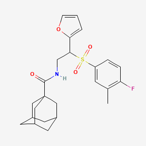 molecular formula C24H28FNO4S B2750995 N-[2-[(4-fluoro-3-methylphenyl)sulfonyl]-2-(2-furyl)ethyl]adamantane-1-carboxamide CAS No. 946243-64-7