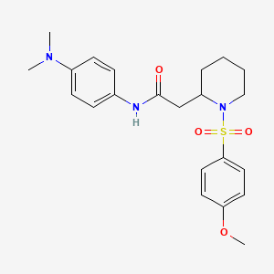 molecular formula C22H29N3O4S B2750996 N-(4-(dimethylamino)phenyl)-2-(1-((4-methoxyphenyl)sulfonyl)piperidin-2-yl)acetamide CAS No. 1021090-20-9