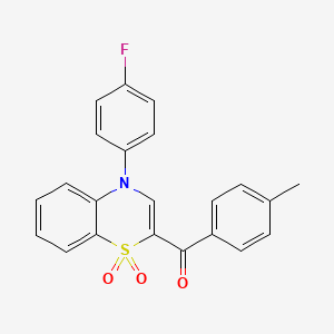 molecular formula C22H16FNO3S B2751000 [4-(4-fluorophenyl)-1,1-dioxido-4H-1,4-benzothiazin-2-yl](4-methylphenyl)methanone CAS No. 1114886-32-6