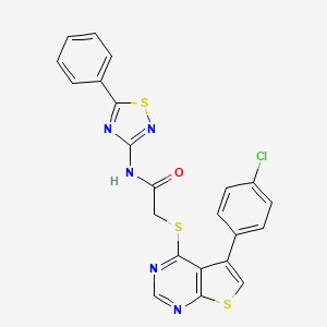 molecular formula C22H14ClN5OS3 B2751004 2-[5-(4-chlorophenyl)thieno[2,3-d]pyrimidin-4-yl]sulfanyl-N-(5-phenyl-1,2,4-thiadiazol-3-yl)acetamide CAS No. 727688-89-3