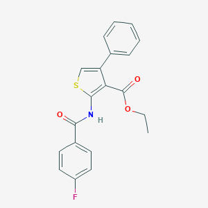 molecular formula C20H16FNO3S B275101 Ethyl 2-[(4-fluorobenzoyl)amino]-4-phenyl-3-thiophenecarboxylate 