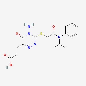 molecular formula C17H21N5O4S B2751012 3-(4-Amino-3-((2-(isopropyl(phenyl)amino)-2-oxoethyl)thio)-5-oxo-4,5-dihydro-1,2,4-triazin-6-yl)propanoic acid CAS No. 886955-21-1
