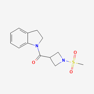molecular formula C13H16N2O3S B2751018 Indolin-1-yl(1-(methylsulfonyl)azetidin-3-yl)methanone CAS No. 1428348-70-2