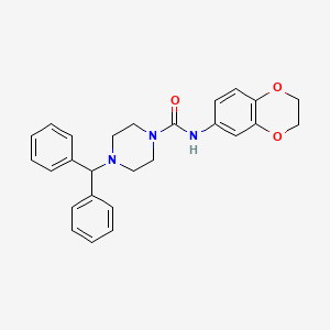 molecular formula C26H27N3O3 B2751035 N-(2,3-二氢-1,4-苯并二氧杂环[6-基]-6-基)-4-(二苯甲基)哌嗪-1-甲酰胺 CAS No. 865659-76-3