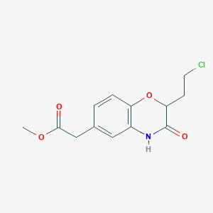molecular formula C13H14ClNO4 B2751046 methyl 2-[2-(2-chloroethyl)-3-oxo-3,4-dihydro-2H-1,4-benzoxazin-6-yl]acetate CAS No. 866134-77-2
