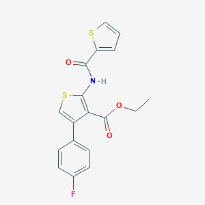 molecular formula C18H14FNO3S2 B275105 Ethyl 4-(4-fluorophenyl)-2-(thiophene-2-amido)thiophene-3-carboxylate 